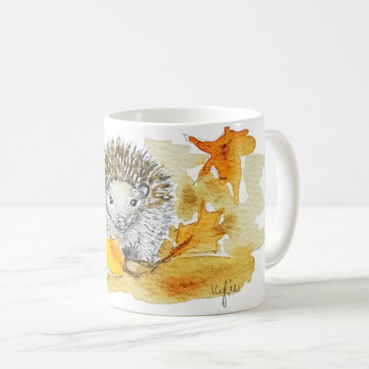 Hedgehog In Fall Leaves Kaffeetasse (VorderseiteRechts)