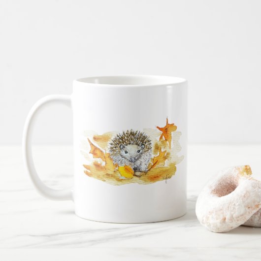 Hedgehog In Fall Leaves Kaffeetasse (Mit Donut)