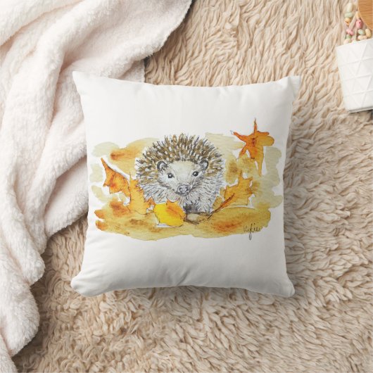 Hedgehog In Fall Leaves Kissen (Decke)