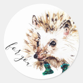 Hedgehog in Socken Runder Aufkleber