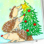 Hedgehog Merry Christmas greeting card by N. Janes Karte