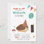 Hedgehog Mushroom Woodland Forest Balloon Birthday Einladung (Vorderseite)