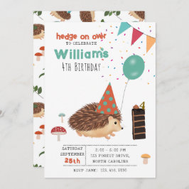 Hedgehog Mushroom Woodland Forest Balloon Birthday Einladung
