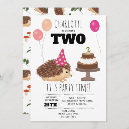 Hedgehog Mushroom Woodland Forest Funny Birthday Einladung