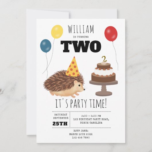 Hedgehog Mushroom Woodland Forest Funny Birthday Einladung (Vorderseite)