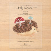 Hedgehog Mushroom Woodland Funny Baby Shower Acryleinladungen (Vorderseite)