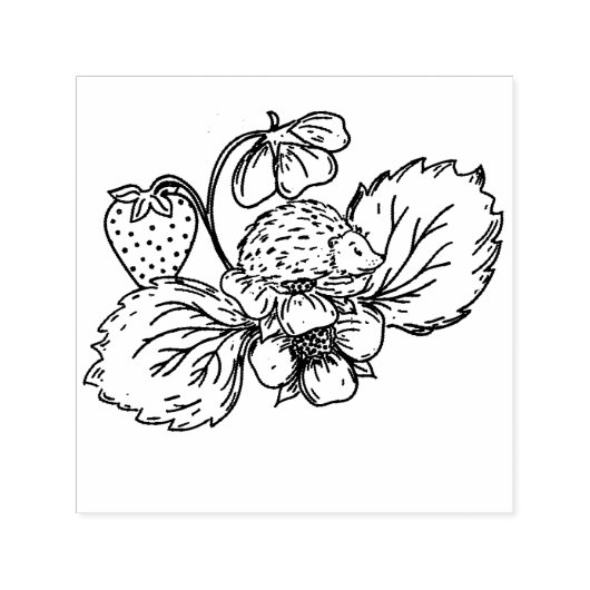 Hedgehog on Strawberry Plant Stamp Permastempel (Design)