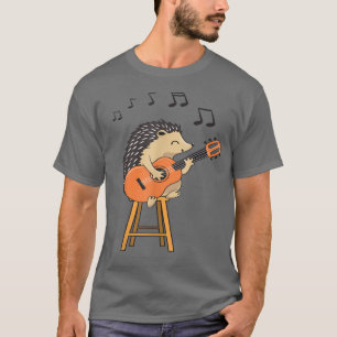 Hedgehog Playing Acoustic Guitar Cute Player Hedge T-Shirt