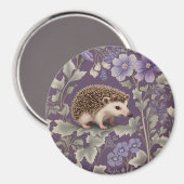 Hedgehog Purple William Morris Inspired Floral Magnet (Vorderseite/Rückseite)