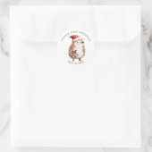 Hedgehog Santa Hat Baby 1st Christmas Runder Aufkleber (Tasche)