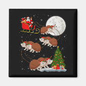 Hedgehog Santa Sleigh Flying Funny Magical Christm Magnet (Vorne)