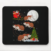 Hedgehog Santa Sleigh Flying Funny Magical Christm Mousepad (Vorne)