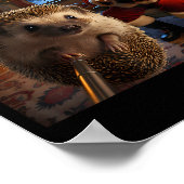 Hedgehog Selfie With Santa Claus Funny Christmas M Poster (Ecke)