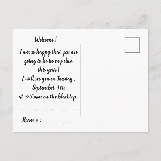 Hedgehog teacher back-to-school postcard ankündigungspostkarte (Rückseite)