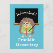 Hedgehog teacher back-to-school postcard ankündigungspostkarte (Vorderseite)