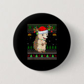 Hedgehog Ugly Christmas Sweaters Holiday Santa Cut Button (Vorderseite)