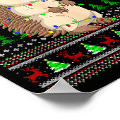 Hedgehog Ugly Christmas Sweaters Holiday Santa Cut Poster (Ecke)