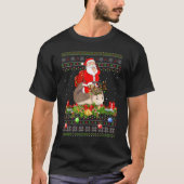 Hedgehog   Ugly Santa Riding Hedgehog Christmas T-Shirt (Vorderseite)