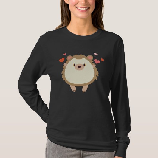 Hedgehog Valentines Day Heart Animals T-Shirt (Vorderseite)