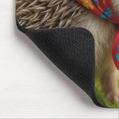 Hedgehog Wearing a Headscarf Sniffing a Daisy Mousepad (Ecke)