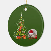 Hedgehog With Hat LIGHTS Christmas Keramik Ornament (Links)