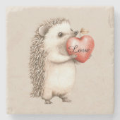 Hedgehog with Heart Love Steinuntersetzer (Vorderseite)