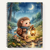 Hedgehog With Lantern Personalized Kids Journal Notizblock (Vorderseite)