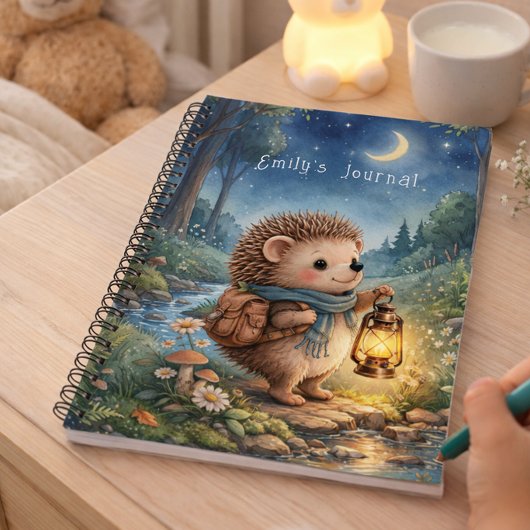 Hedgehog With Lantern Personalized Kids Journal Notizblock