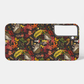 Hedgehogs and autumn forest flora on black samsung galaxy hülle (Rückseite (Horizontal))