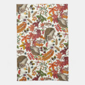 Hedgehogs and autumn forest flora on ivory geschirrtuch (Vertikal)