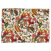 Hedgehogs and autumn forest flora on ivory große geschenktüte (Rückseite)