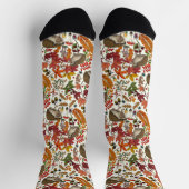 Hedgehogs and autumn forest flora on ivory socken (Oben)