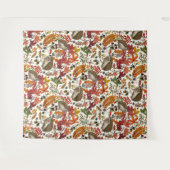 Hedgehogs and autumn forest flora on ivory wandteppich (Vorderseite (Horizontal))