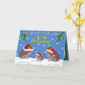 Hedgehogs and child Christmas  Card Karte (Gelbe Blume)