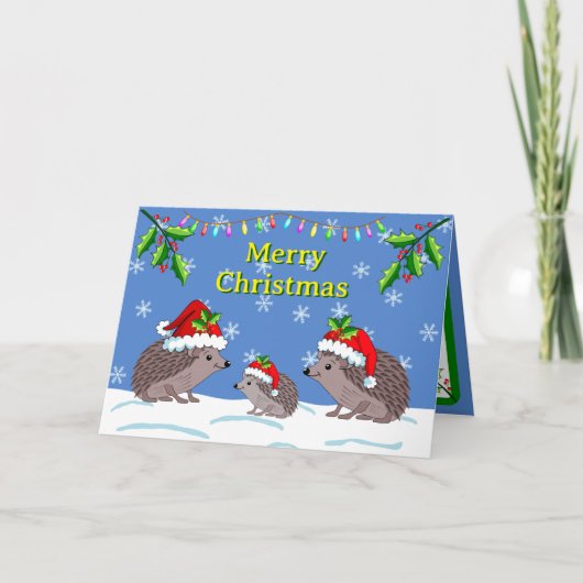 Hedgehogs and child Christmas  Card Karte (Vorderseite)