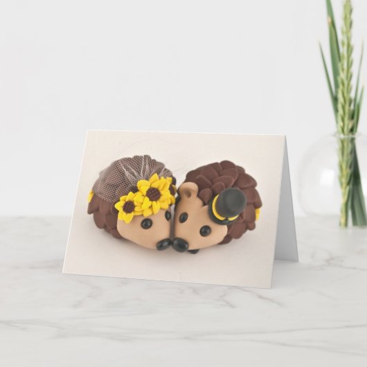 Hedgehogs in Love Cake Topper Greeting Card Karte (Vorderseite)
