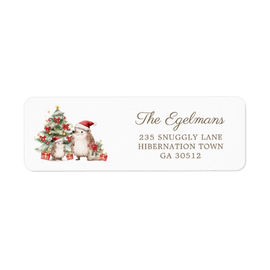 Hedgehogs Santa Hat Christmas Return Address Label (Vorne)