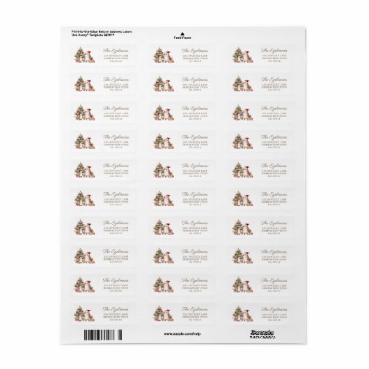 Hedgehogs Santa Hat Christmas Return Address Label (Vorne)