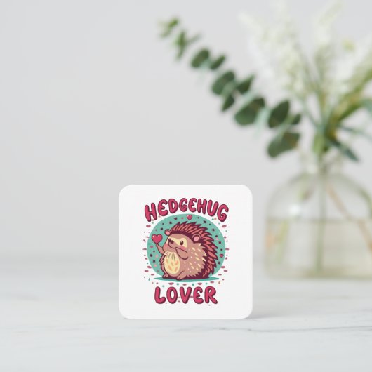 Hedgehug Lover Quadratische Visitenkarte (Stehend Vorderseite)