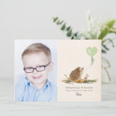 Hedgehugs Kisses Green Balloon Igel Valentine Karte (Stehend Vorderseite)