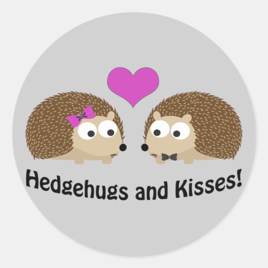 Hedgehugs und Kisses Igel Liebe Runder Aufkleber (Vorderseite)