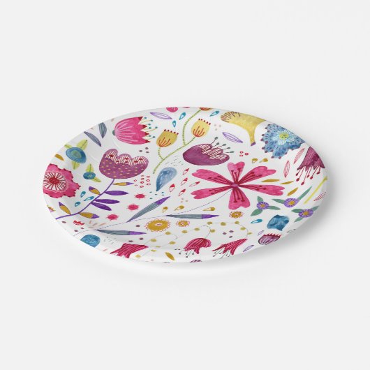 Hedgerow-Blume Wasserfarbpapier-Platte Pappteller (Schrägansicht)