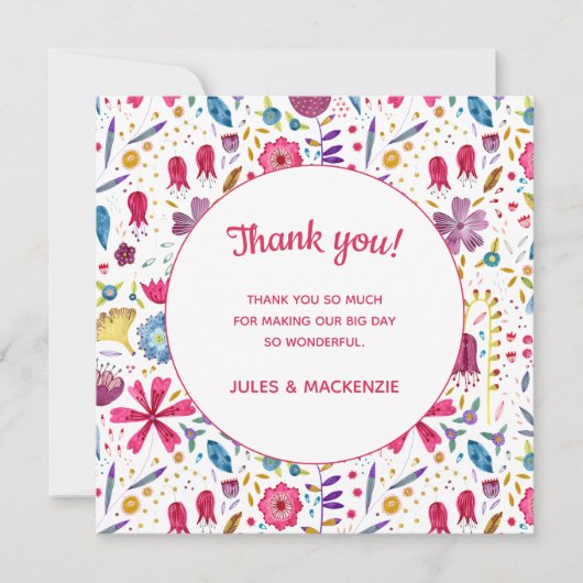 Hedgerow Blume Watercolor Wedding Danke Card (Vorderseite)