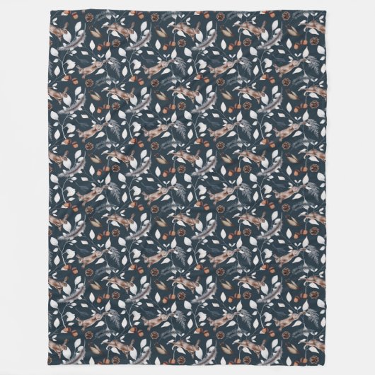 Hedgerow Vines Romping Rabbits Fleecedecke (Vorderseite)