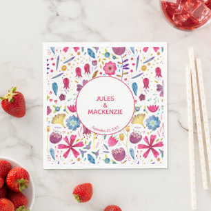 Hedgerow Wilde Blume Wasserfarbe Serviette