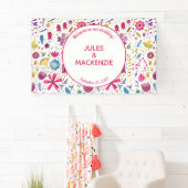 Hedgerow Wilde Blume Wasserfarbenhochzeit Banner (Insitu)