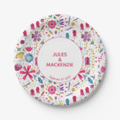 Hedgerow Wilde Blume Wasserfarbenhochzeit Pappteller (Vorderseite)