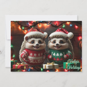Hedgie Holidays Igel in Pullovern Personalisiert Feiertagskarte