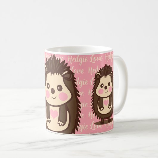 Hedgie Liebe Niedlicher Igel mit rosafarbenem Herz Kaffeetasse (VorderseiteRechts)