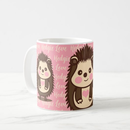 Hedgie Liebe Niedlicher Igel mit rosafarbenem Herz Kaffeetasse (Vorderseite Links)